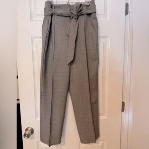 LOFT Black and White Houndstooth Belted Pants